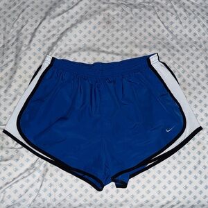 Nike Women's Blue and White Athletic Shorts